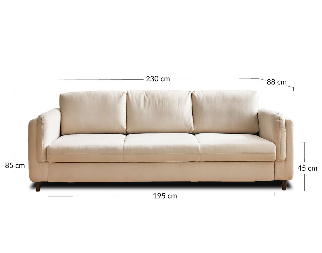 Canapé 3 places convertible en velours Brooke