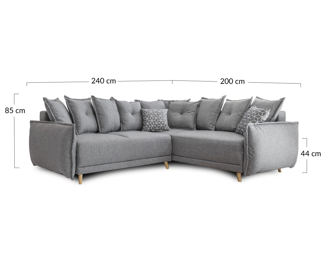 Lena - canapé d'angle convertible - avec coffre - style scandinave - 5 places - droit