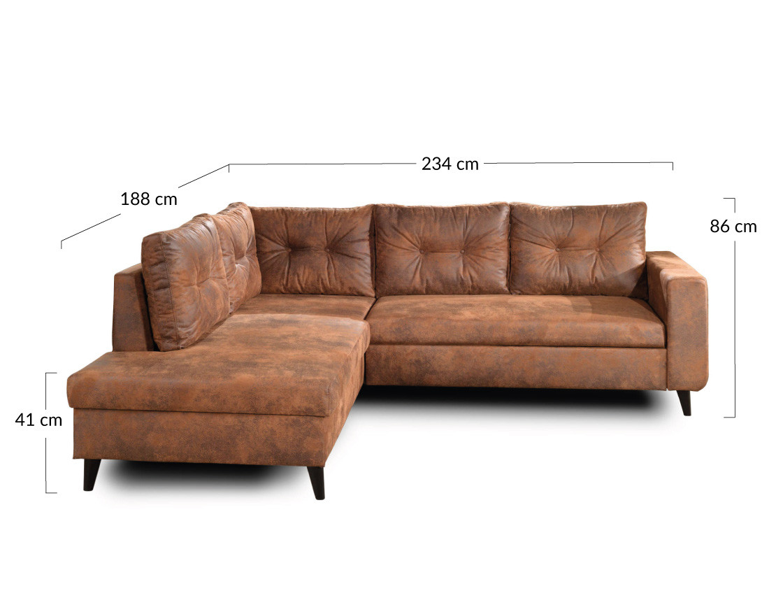 Canapé NORDIC d'angle gauche convertible 5 places industriel vintage