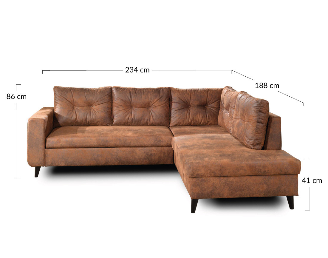 Canapé NORDIC d'angle droit convertible 5 places industriel vintage