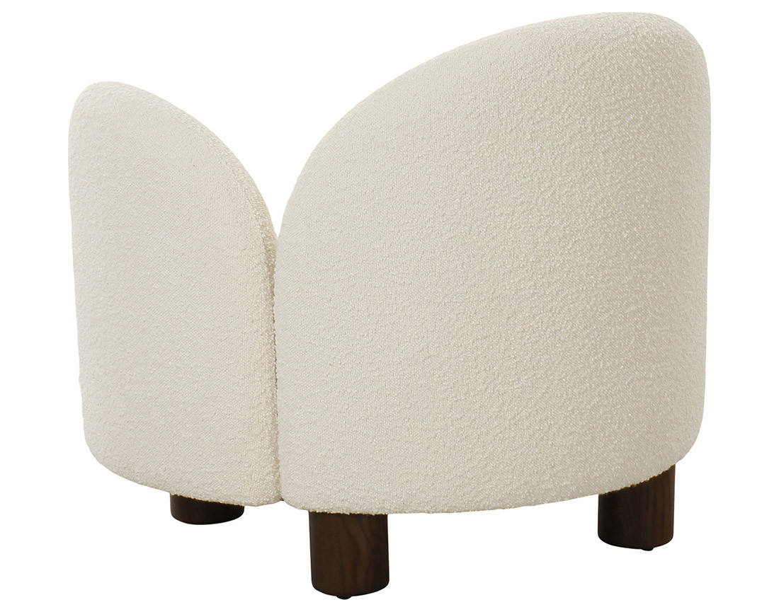 Fauteuil accoudoir droit pieds en frêne massif en tissu bouclette Leonardo