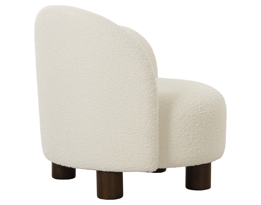 Fauteuil accoudoir droit pieds en frêne massif en tissu bouclette Leonardo