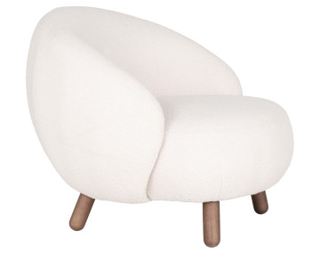 Fauteuil avec pieds en bois d'hévéa en tissu bouclette Nayeli