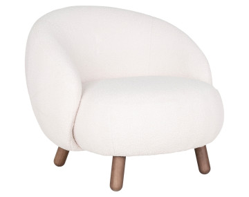 Fauteuil avec pieds en bois d'hévéa en tissu bouclette Nayeli