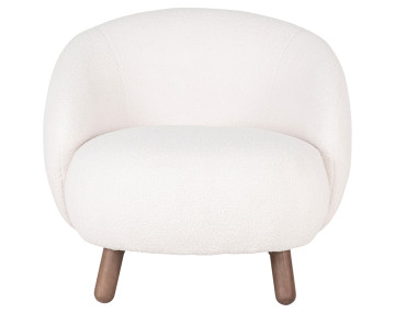 Fauteuil avec pieds en bois d'hévéa en tissu bouclette Nayeli
