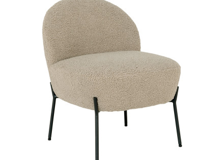 Fauteuil avec pieds en acier en tissu bouclette Renato