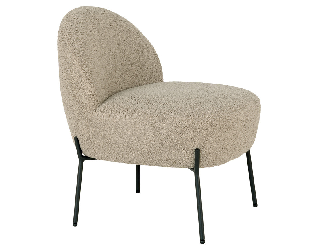 Fauteuil avec pieds en acier en tissu bouclette Renato