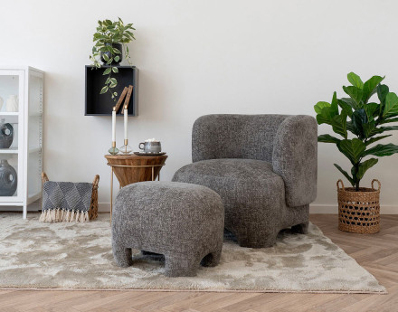 Pouf en tissu texturé Olbia