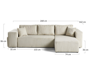Canapé d'angle 4 places convertible avec poufs Topaze - Best Mobilier