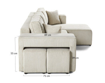 Canapé d'angle 4 places convertible avec poufs Topaze - Best Mobilier