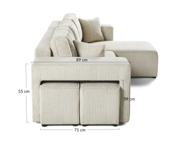 Canapé d'angle 4 places convertible avec poufs Topaze - Best Mobilier