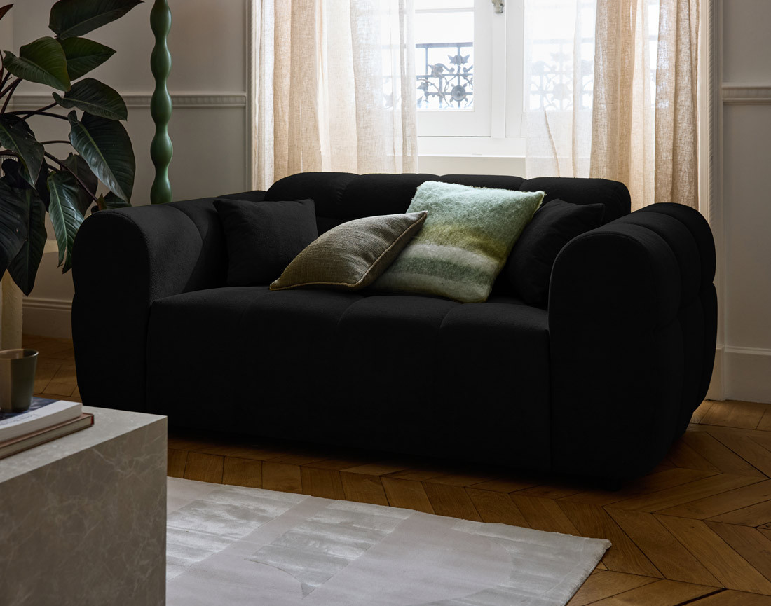 Canapé droit 2 places en tissu texturé Ray Canapé droit 2 places en tissu texturé Ray