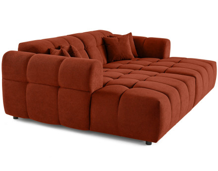 Canapé droit 4 places avec double méridienne en tissu texturé Ray