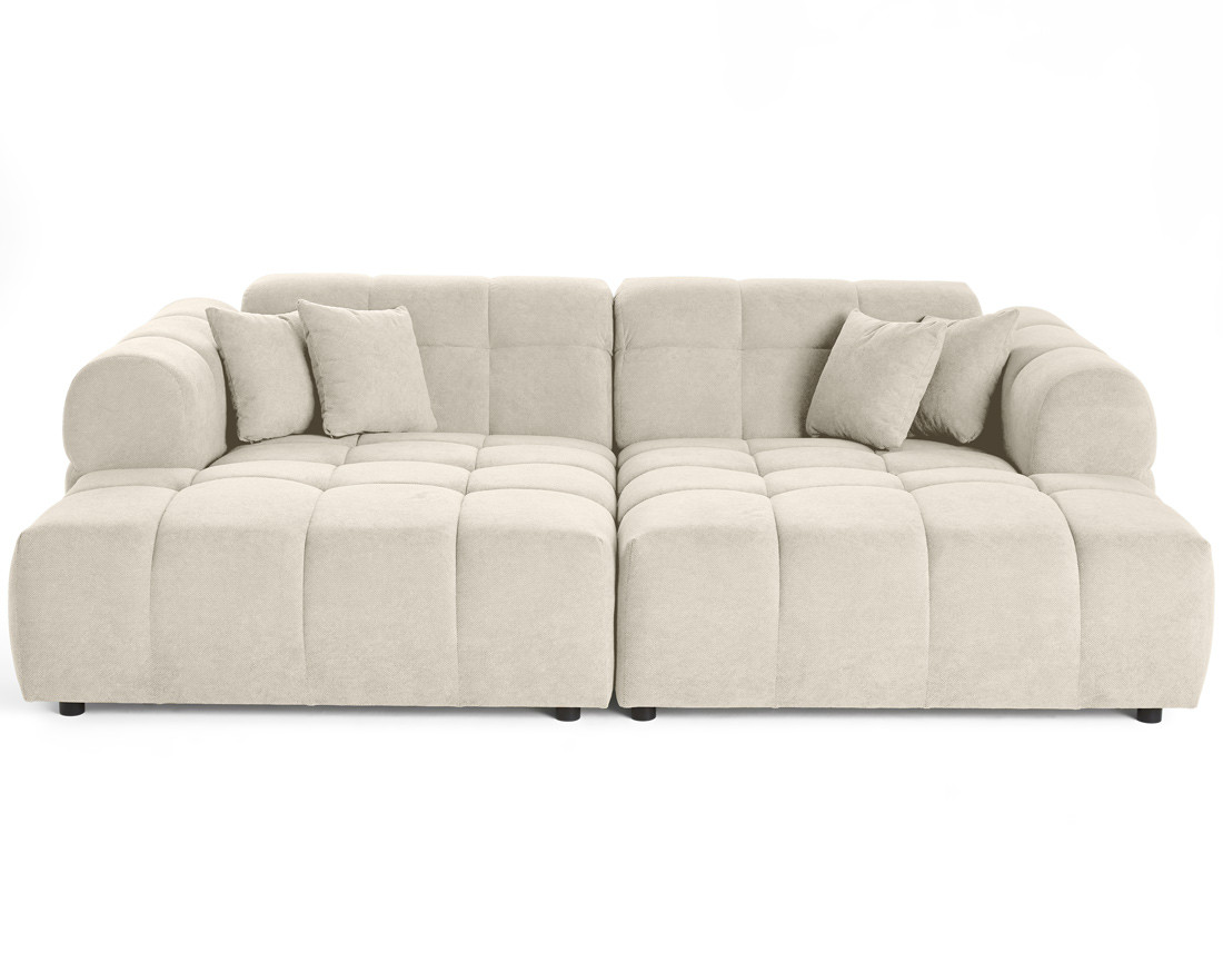 Canapé droit 4 places avec double méridienne en tissu texturé Ray Canapé droit 4 places avec double méridienne en tissu texturé Ray