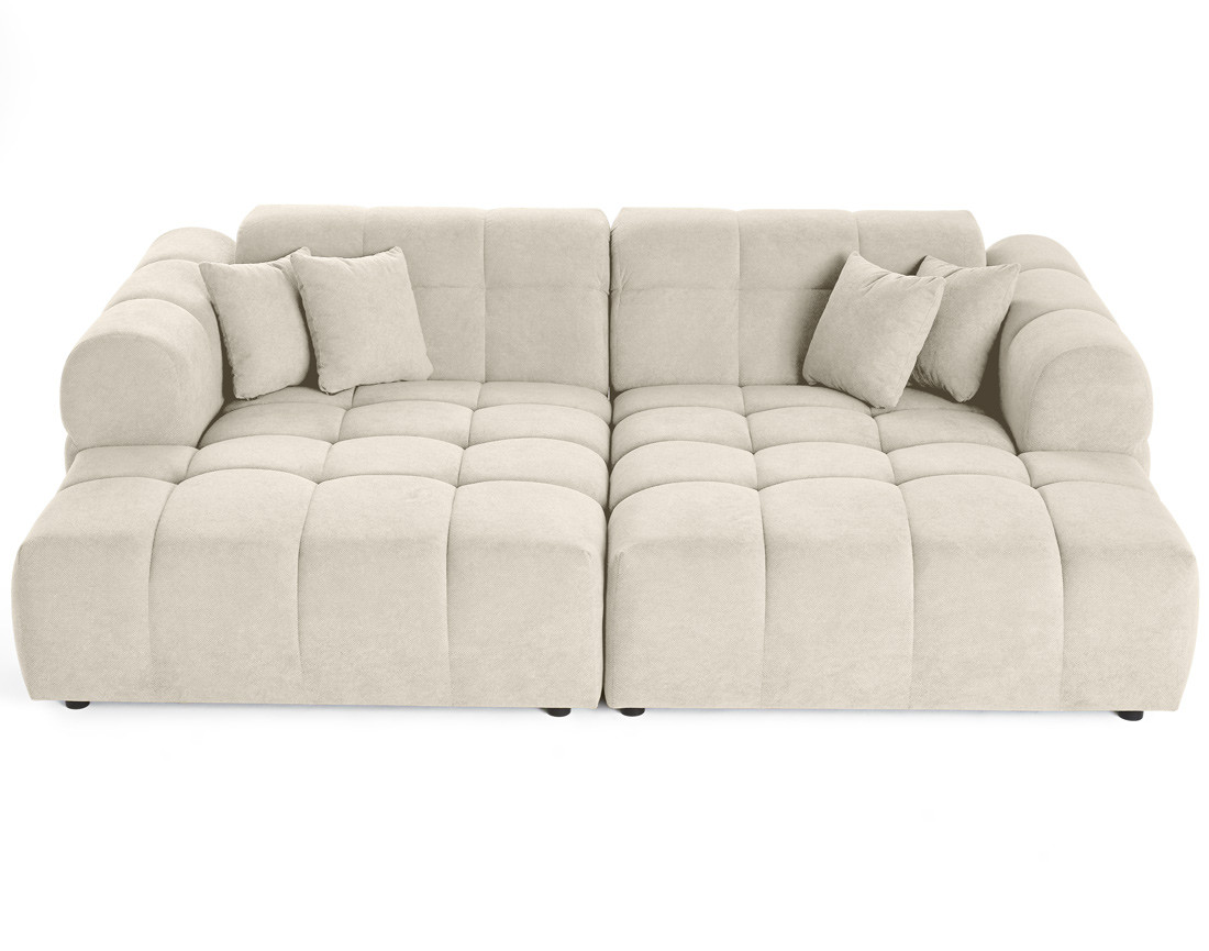 Canapé droit 4 places avec double méridienne en tissu texturé Ray Canapé droit 4 places avec double méridienne en tissu texturé Ray