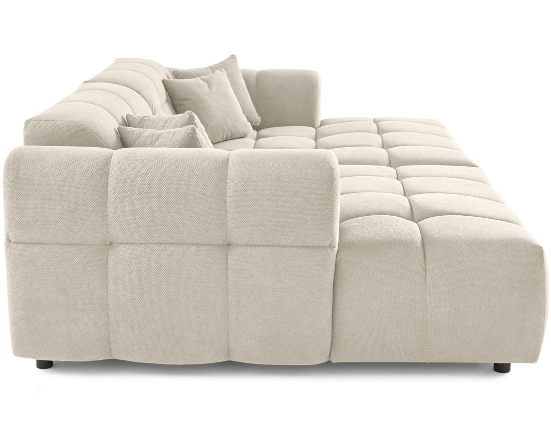 Canapé droit 4 places avec double méridienne en tissu texturé Ray Canapé droit 4 places avec double méridienne en tissu texturé Ray