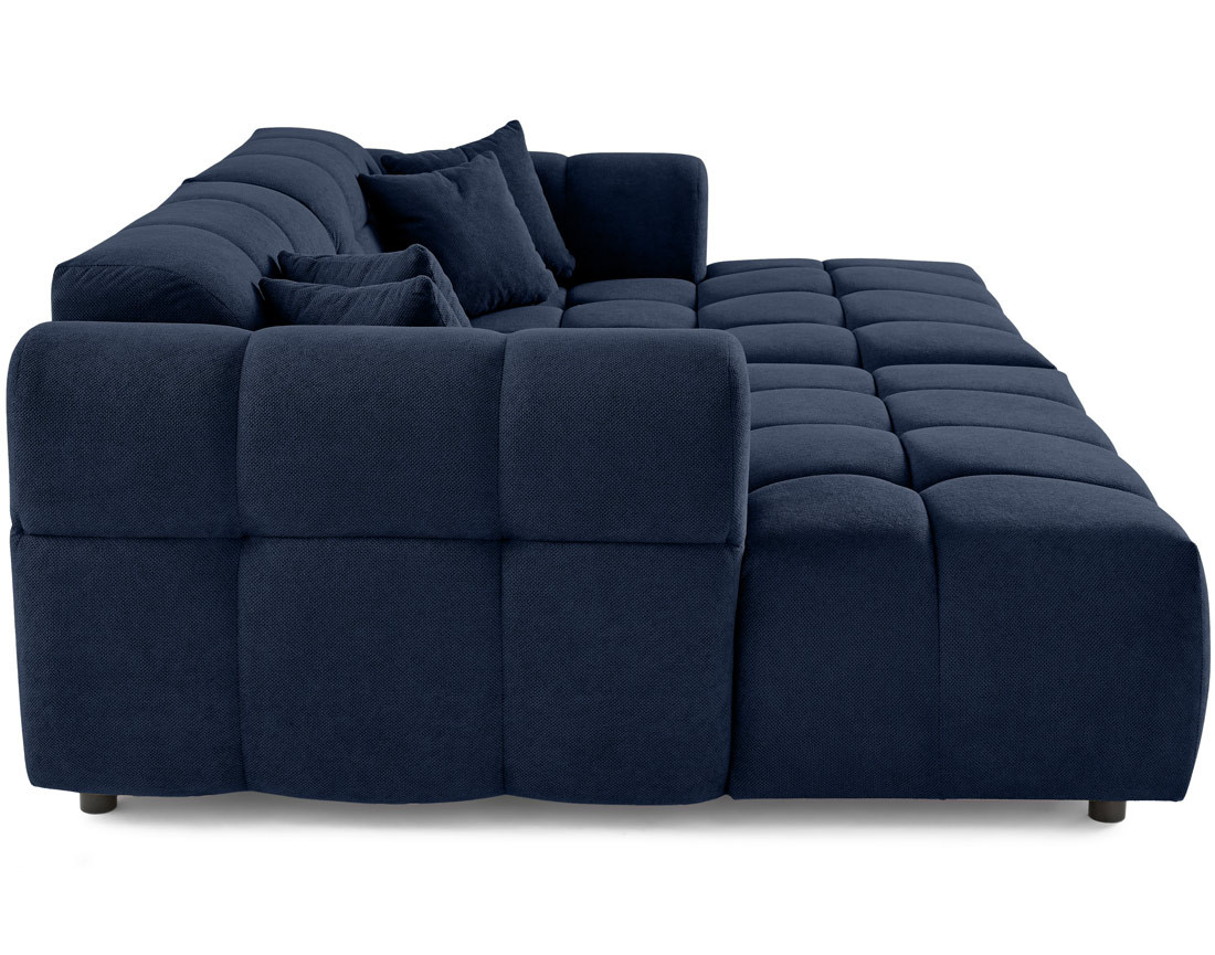 Canapé droit 4 places avec double méridienne en tissu texturé Ray