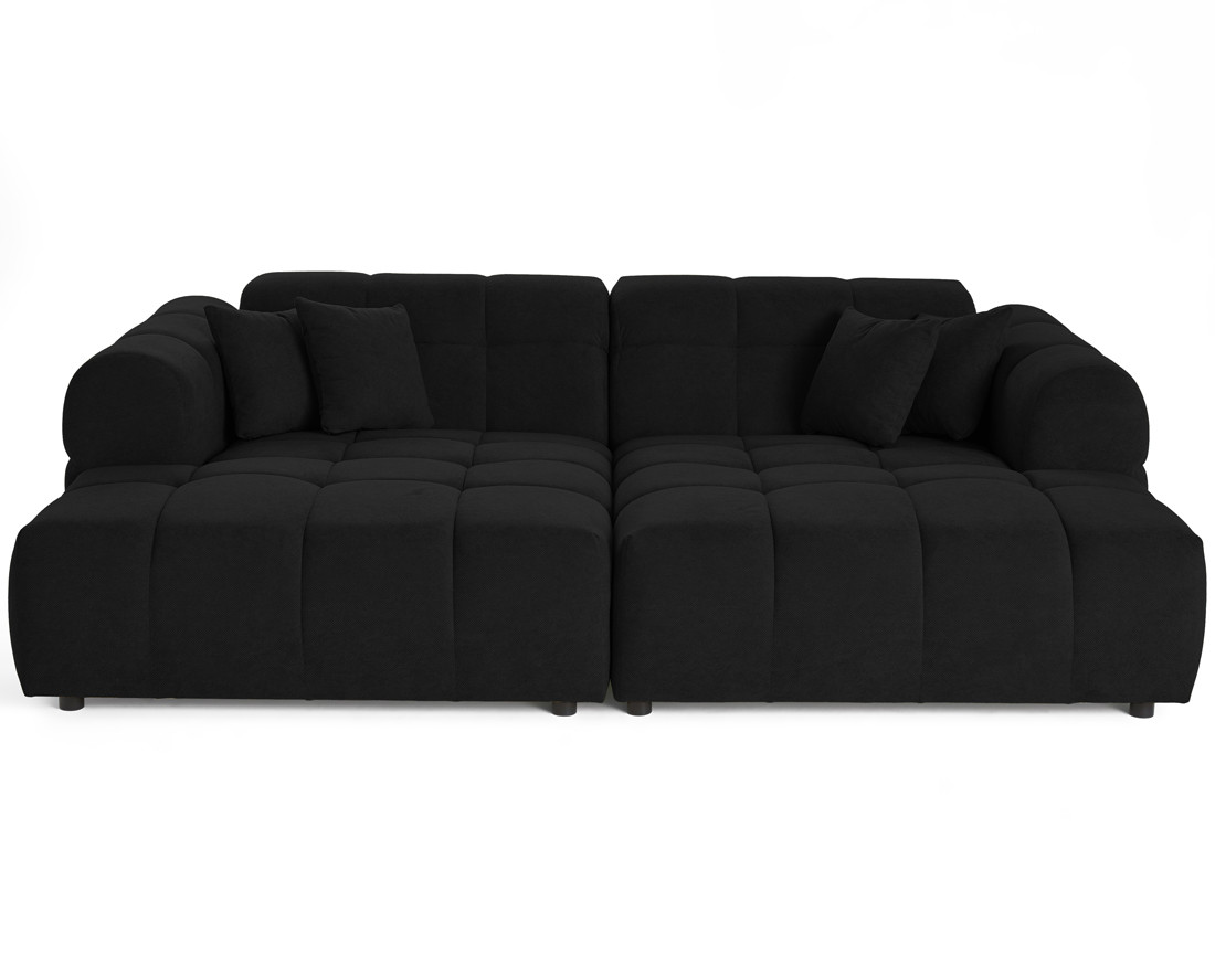 Canapé droit 4 places avec double méridienne en tissu texturé Ray Canapé droit 4 places avec double méridienne en tissu texturé Ray