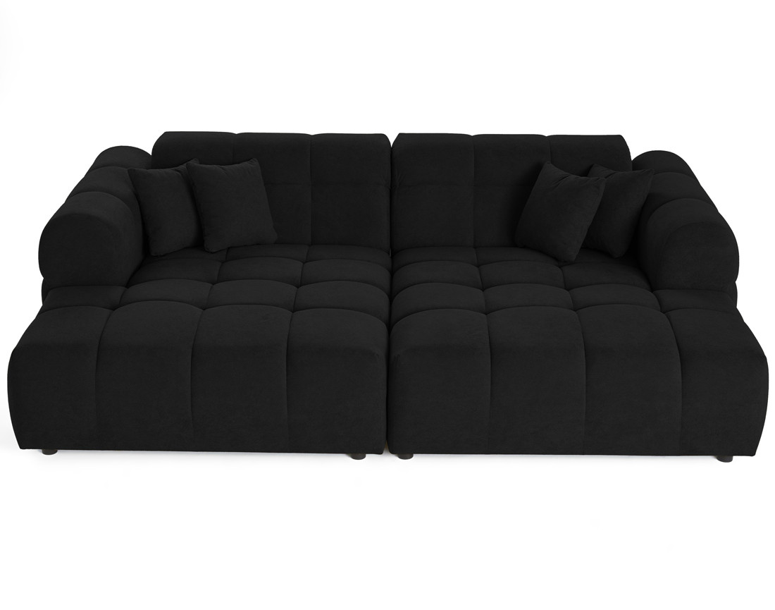 Canapé droit 4 places avec double méridienne en tissu texturé Ray Canapé droit 4 places avec double méridienne en tissu texturé Ray