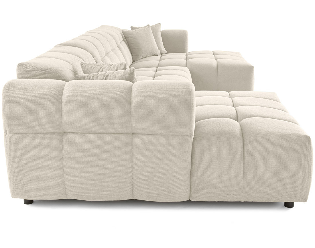 Canapé panoramique en U 7 places en tissu texturé Ray