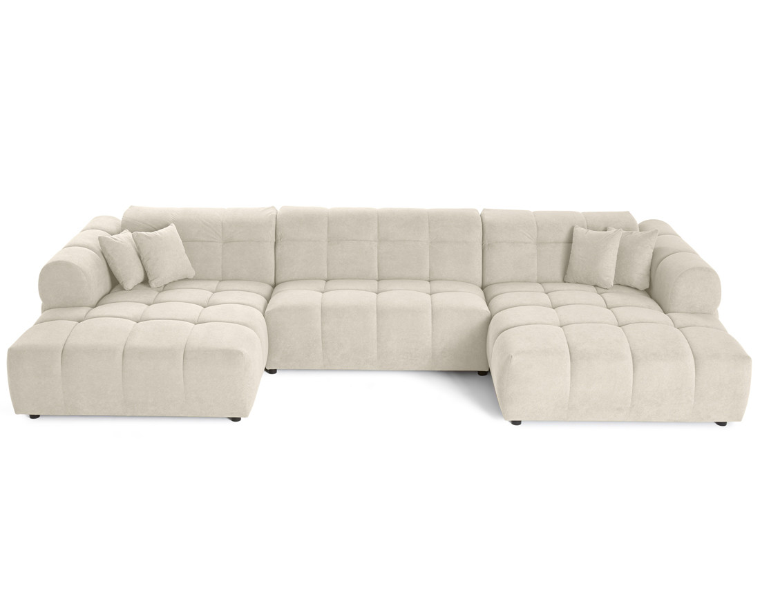 Canapé panoramique en U 7 places en tissu texturé Ray