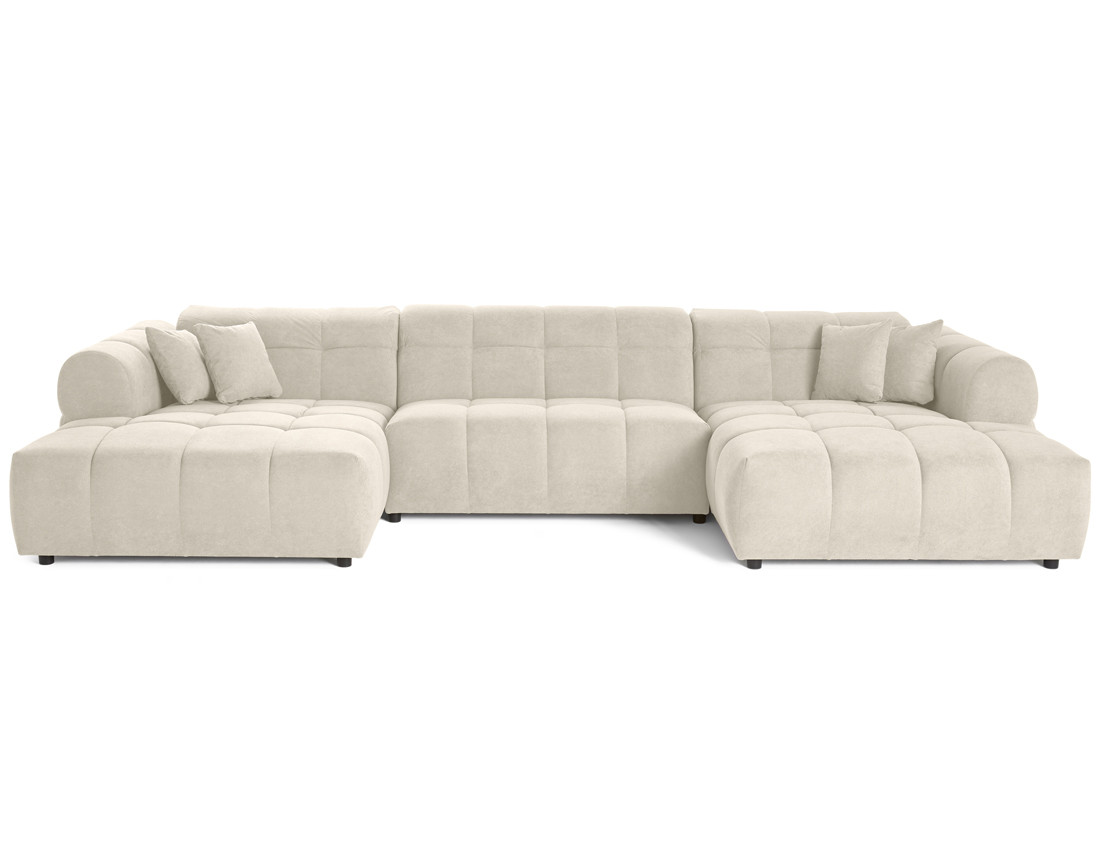 Canapé panoramique en U 7 places en tissu texturé Ray