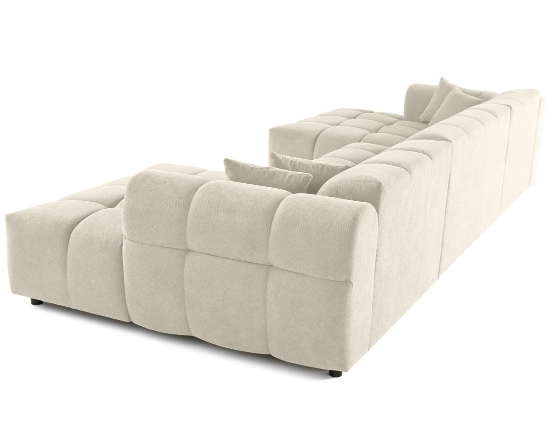 Canapé panoramique en U 7 places en tissu texturé Ray