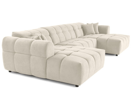 Canapé panoramique en U 7 places en tissu texturé Ray