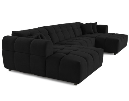 Canapé panoramique en U 7 places en tissu texturé Ray