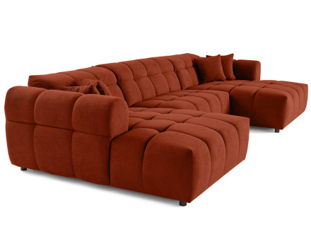 Canapé panoramique en U 7 places en tissu texturé Ray