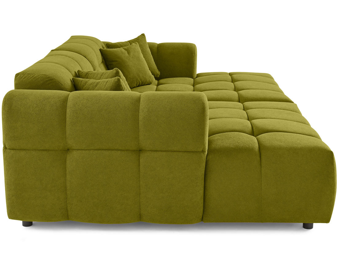 Canapé droit 4 places avec double méridienne en tissu texturé Ray