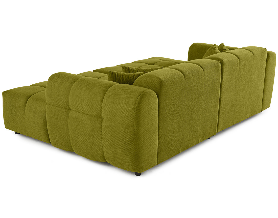 Canapé droit 4 places avec double méridienne en tissu texturé Ray