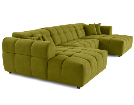 Canapé panoramique en U 7 places en tissu texturé Ray