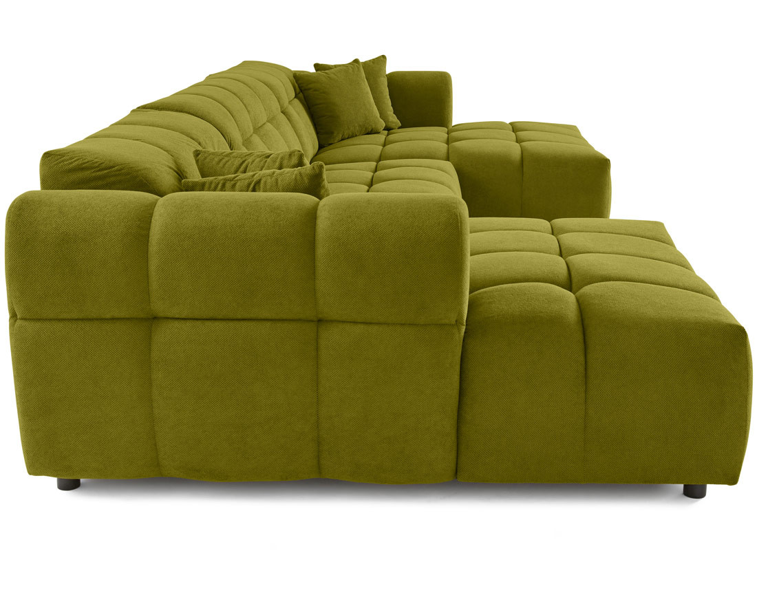 Canapé panoramique en U 7 places en tissu texturé Ray