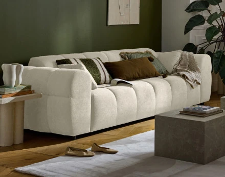 Canapé droit 3 places en tissu texturé Ray