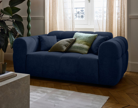 Canapé droit 2 places en tissu texturé Ray