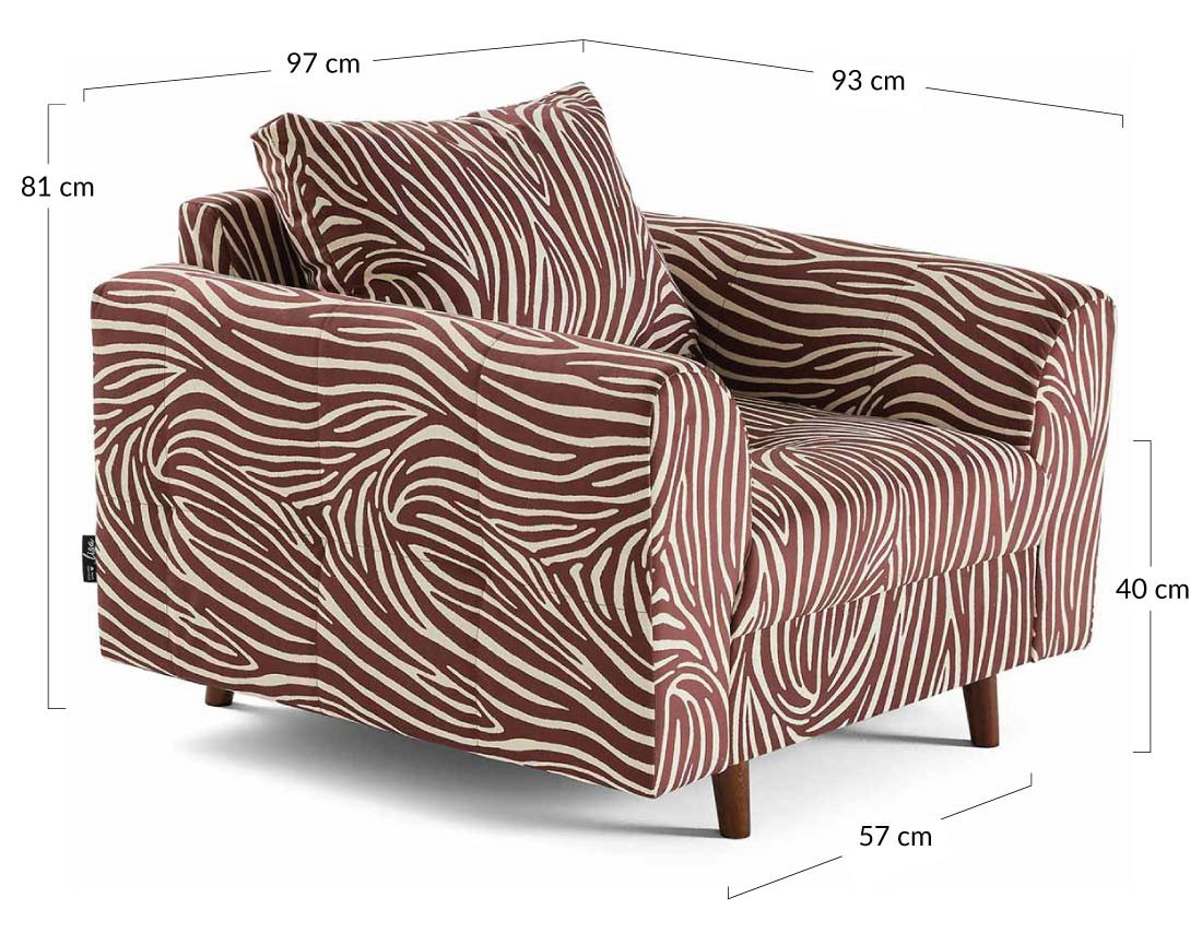 Fauteuil zèbre en velours Rune