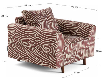 Fauteuil zèbre en velours Rune