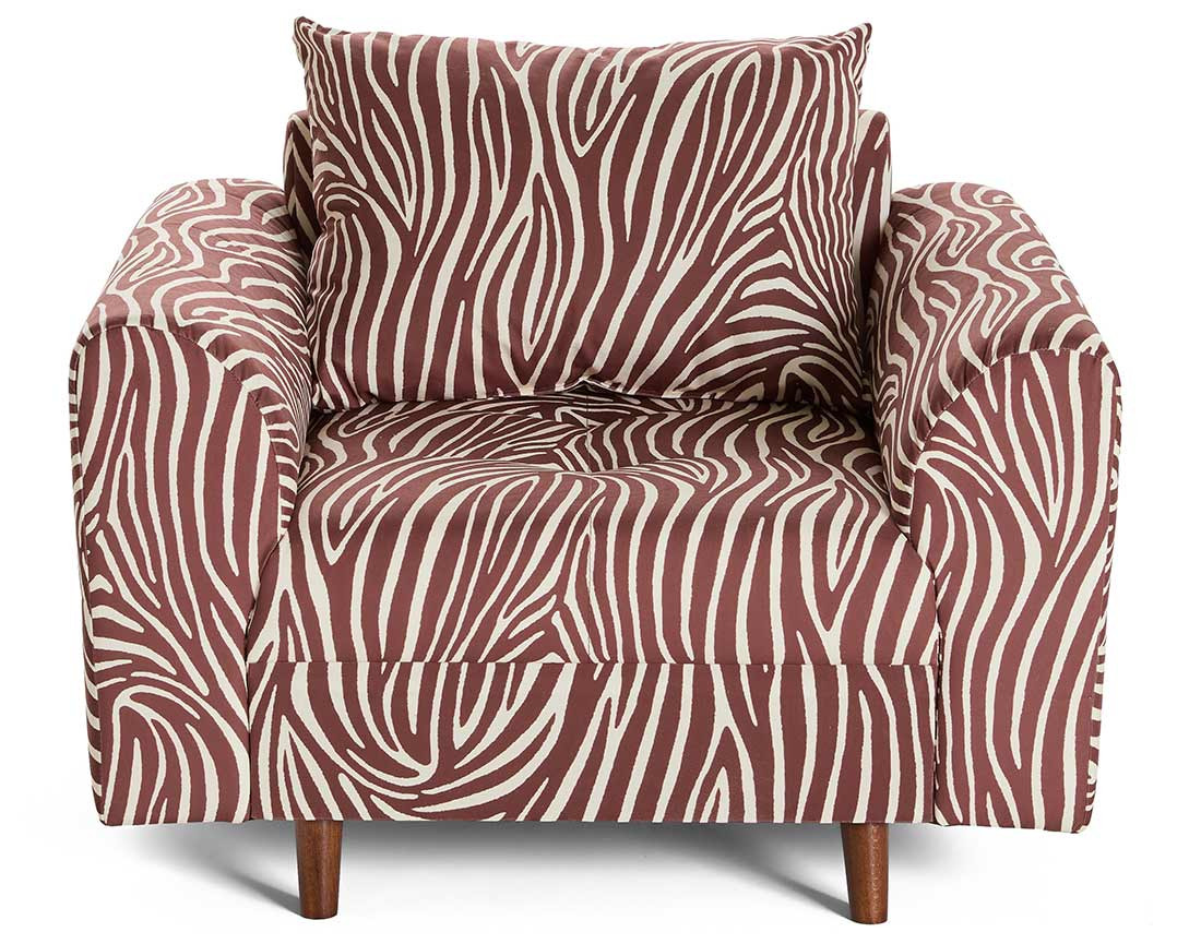 Fauteuil zèbre en velours Rune