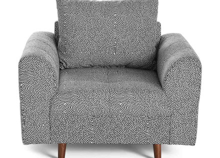 Fauteuil motif graphique en velours Rune