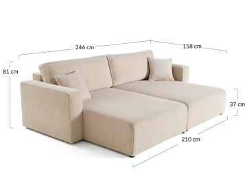 Canapé droit 4 places double méridienne Topaze - Best Mobilier