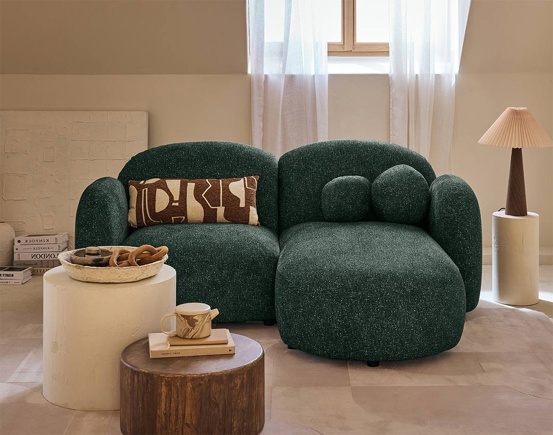 Canapé d'angle droit 3 places en tissu moucheté Velris