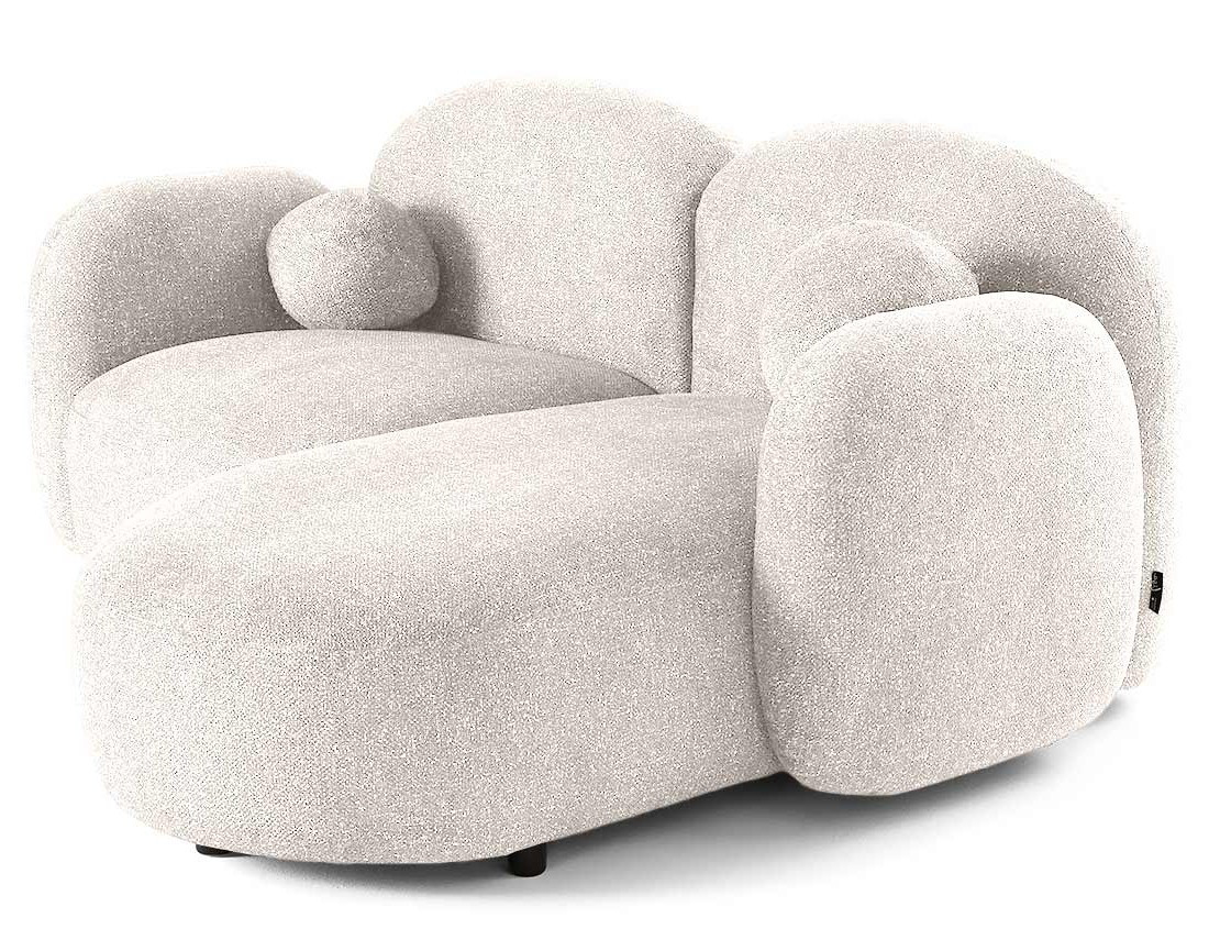 Canapé d'angle droit 3 places en tissu moucheté Velris Canapé d'angle droit 3 places en tissu moucheté Velris