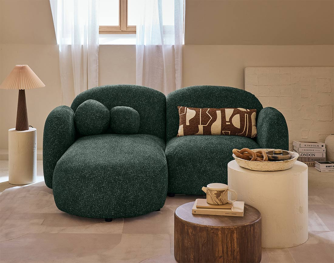 Canapé d'angle gauche 3 places en tissu moucheté Velris