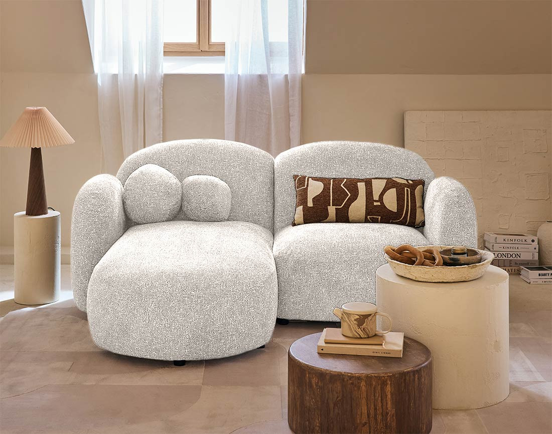 Canapé d'angle gauche 3 places en tissu moucheté Velris Canapé d'angle gauche 3 places en tissu moucheté Velris