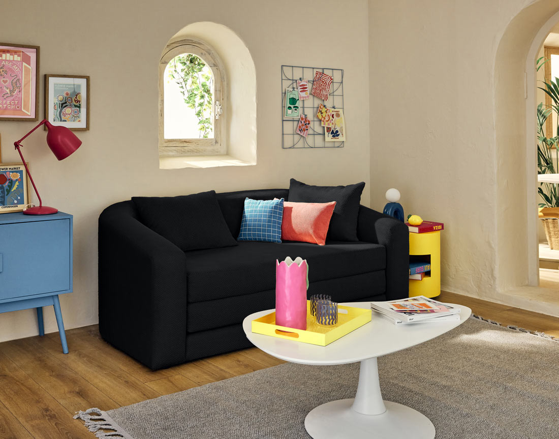 Canapé convertible déplimousse 2 places en velours texturé Nuvia Canapé convertible déplimousse 2 places en velours texturé Nuvia