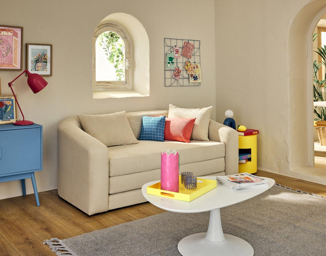 Canapé convertible déplimousse 2 places en velours texturé Nuvia Canapé convertible déplimousse 2 places en velours texturé Nuvia