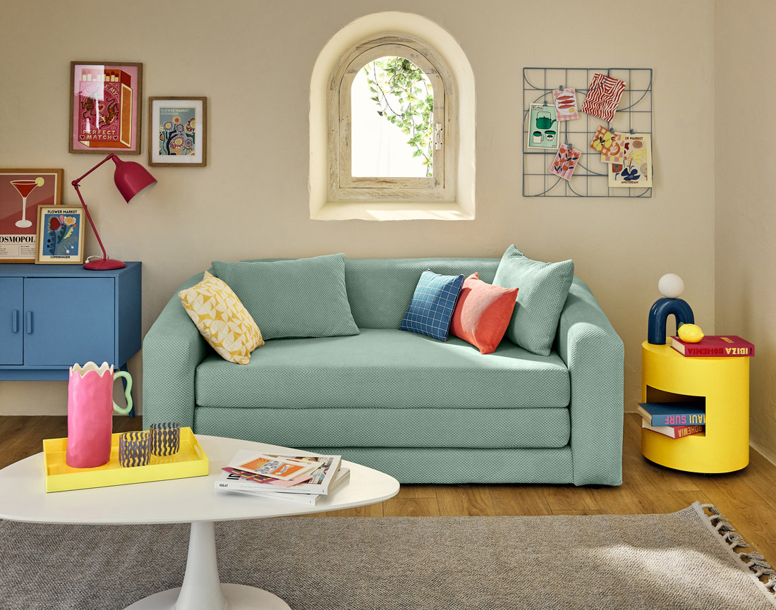 Canapé convertible déplimousse 2 places en velours texturé Nuvia