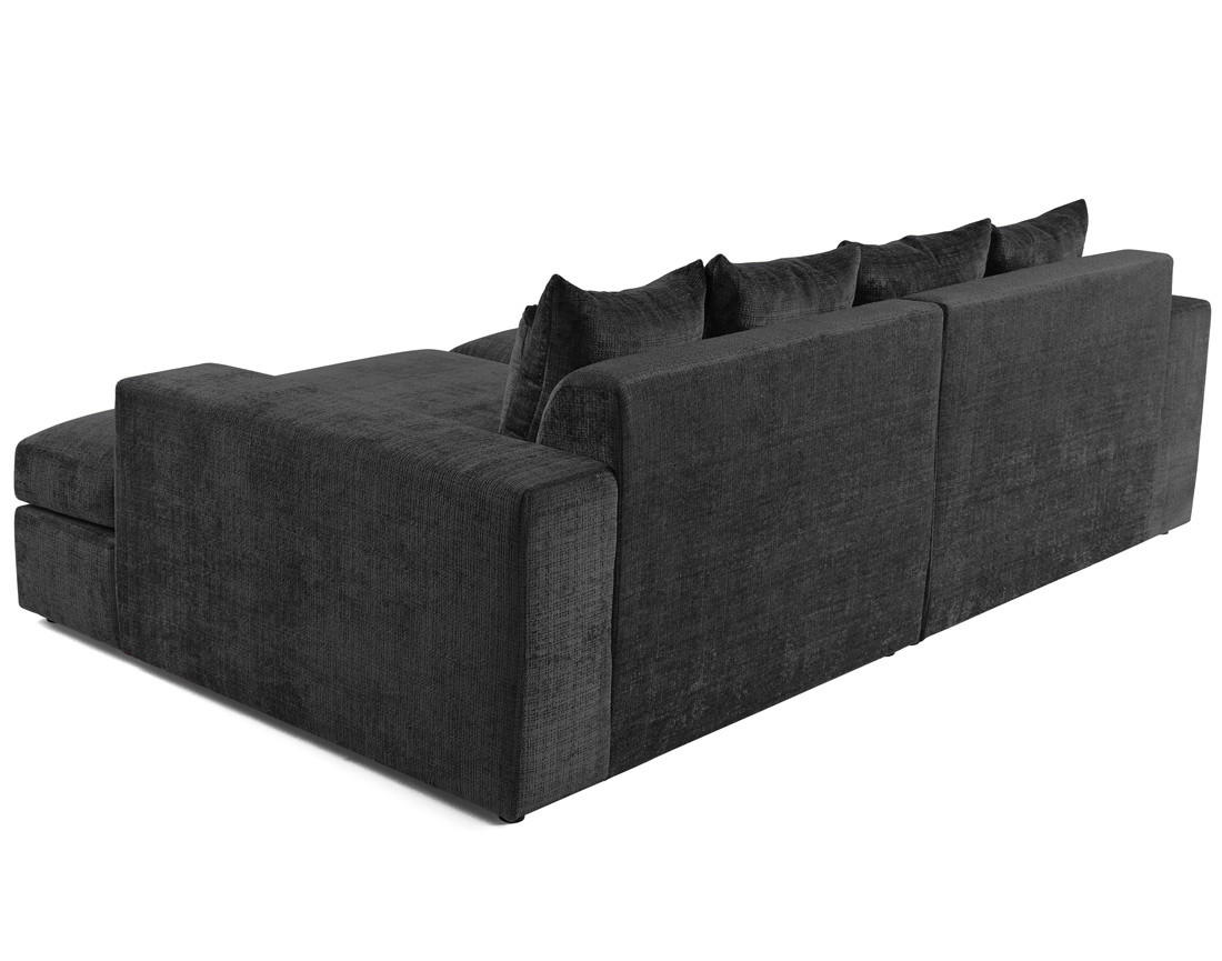 Canapé droit 4 places avec double méridienne en velours texturé Collins