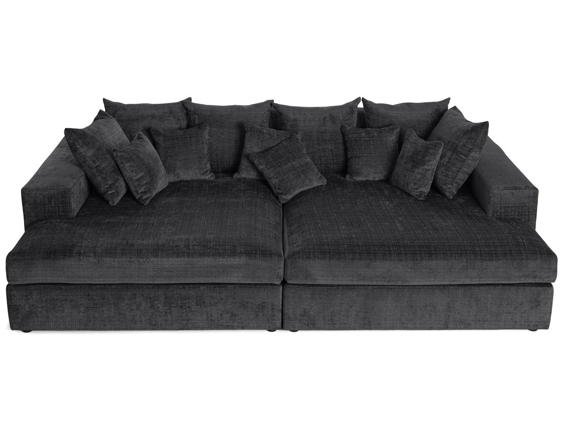 Canapé droit 4 places avec double méridienne en velours texturé Collins